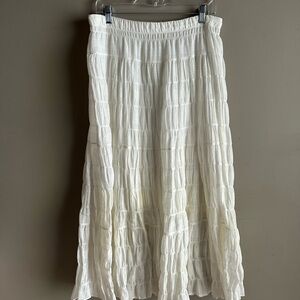 Max Studio White Tiered Maxi Skirt